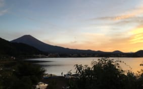 View of Mount Fuji at dusk