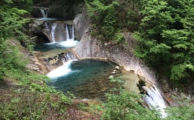 Five-tiered waterfall in Nishizawa Canyon