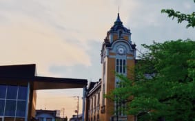 Koriyama City Auditorium at dusk