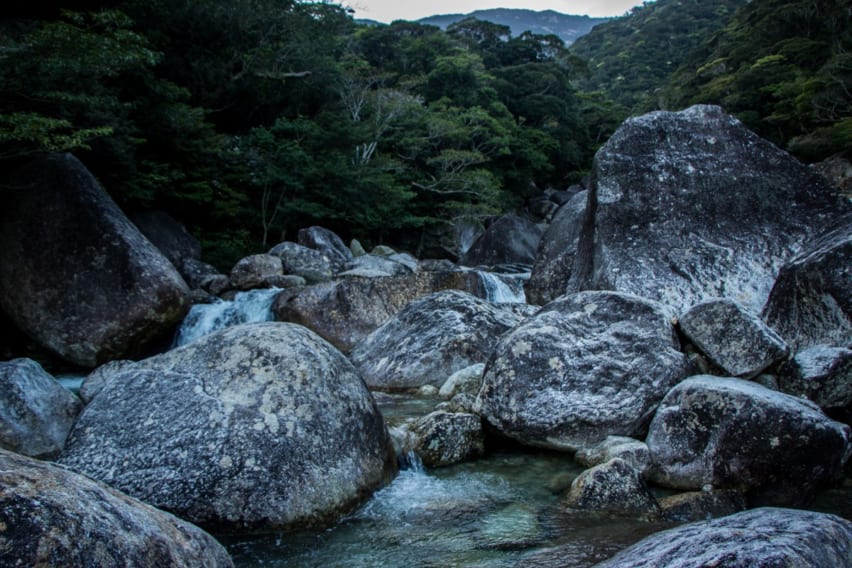 Granite boulders at dusk